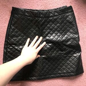 Pink Lily Quilted Black Mini Skirt
